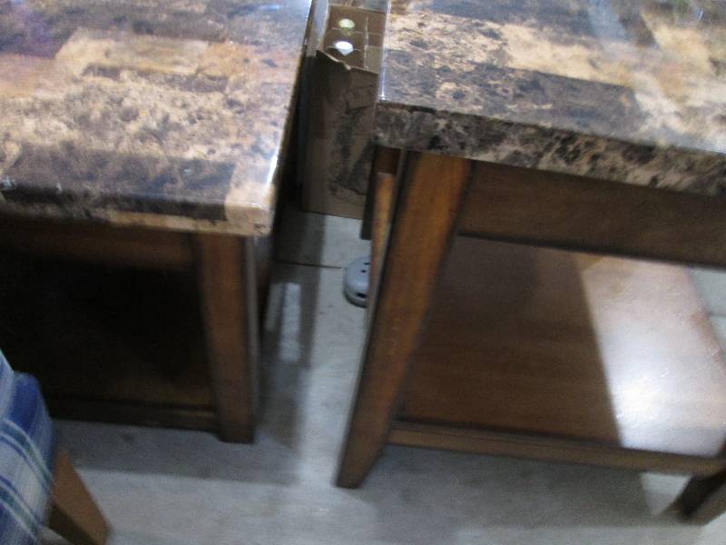 lot 166 image: Faux marble top table, one is 2 x 2...