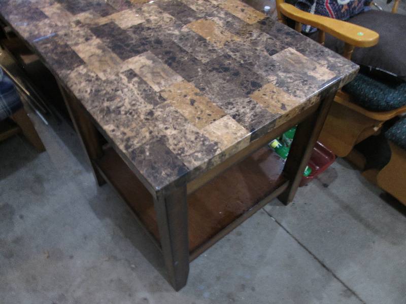 lot 167 image: Faux marble to table, 2 x 2 feet...