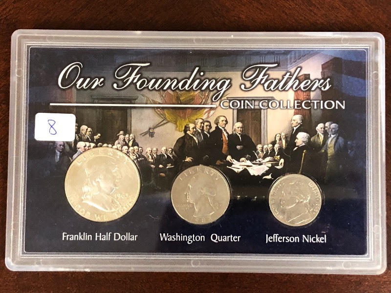lot 8 image: Our Founding Fathers 3-Piece Coin C...