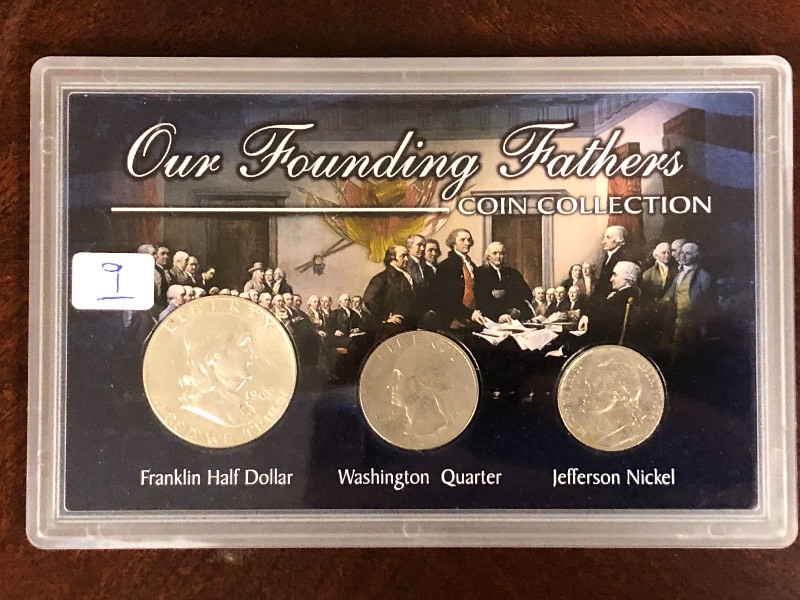 lot 9 image: Our Founding Fathers 3-Piece Coin C...