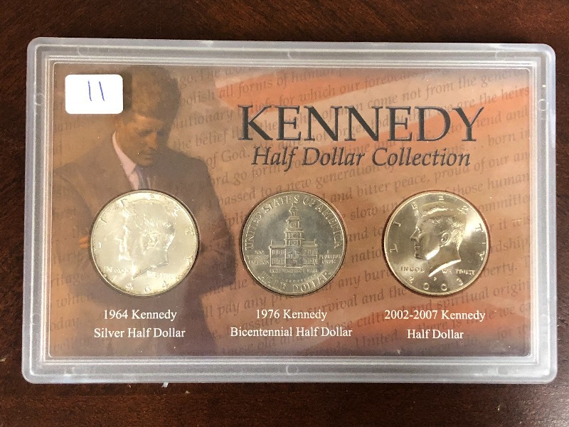 lot 11 image: Kennedy Half Dollar 3-Piece Coin Co...