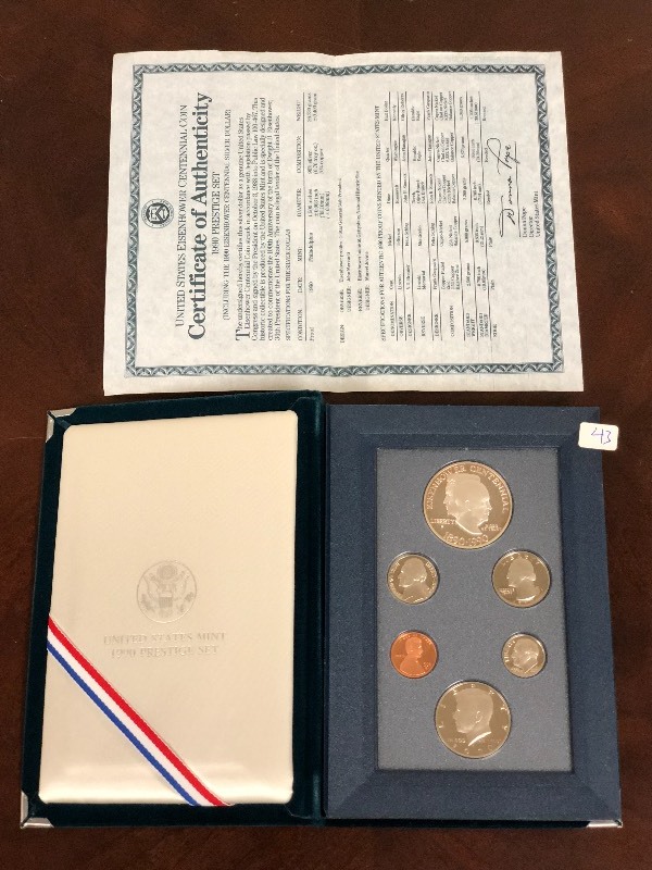 lot 43 image: U.S. Mint 1990 Prestige 6-Piece Coi...