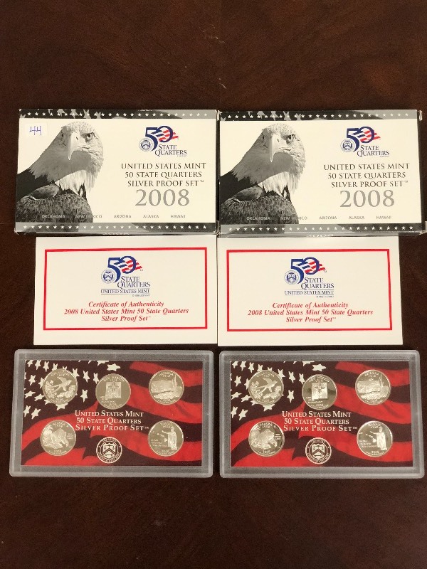 lot 44 image: (2) 2008 U.S. Mint State Quarters S...