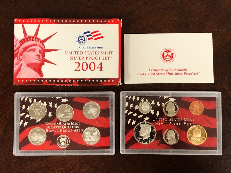 lot 49 image: 2004 U.S. Mint Silver Proof Set ...