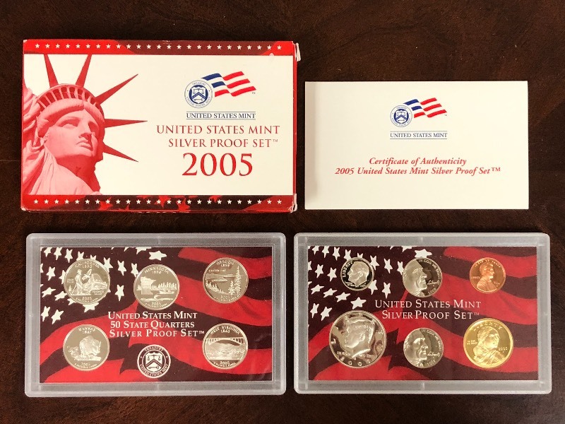 lot 50 image: 2005 U.S. Mint Silver Proof Set ...