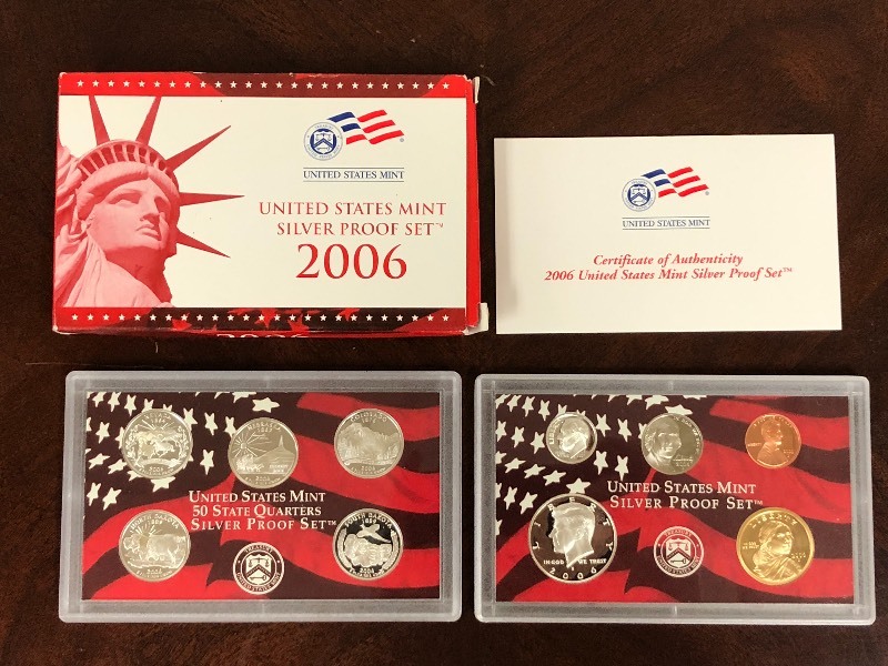 lot 51 image: 2006 U.S. Mint Silver Proof Set ...