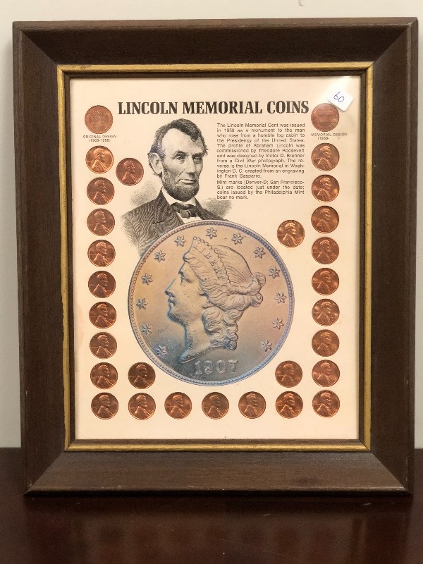 lot 60 image: Lincoln Memorial Cents Framed Coin ...