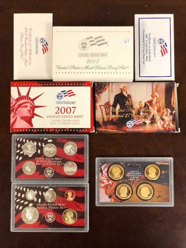 lot 67 image: U.S. Mint 2007 Silver Proof Set ...
