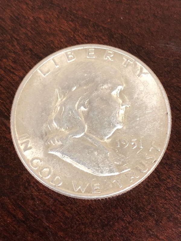lot 92 image: 1951 Frankin Silver Half Dollar ...