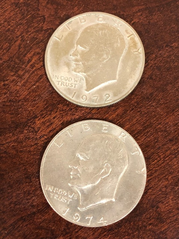 lot 93 image: (1) 1972 & (1) 1974 Eisenhower Doll...