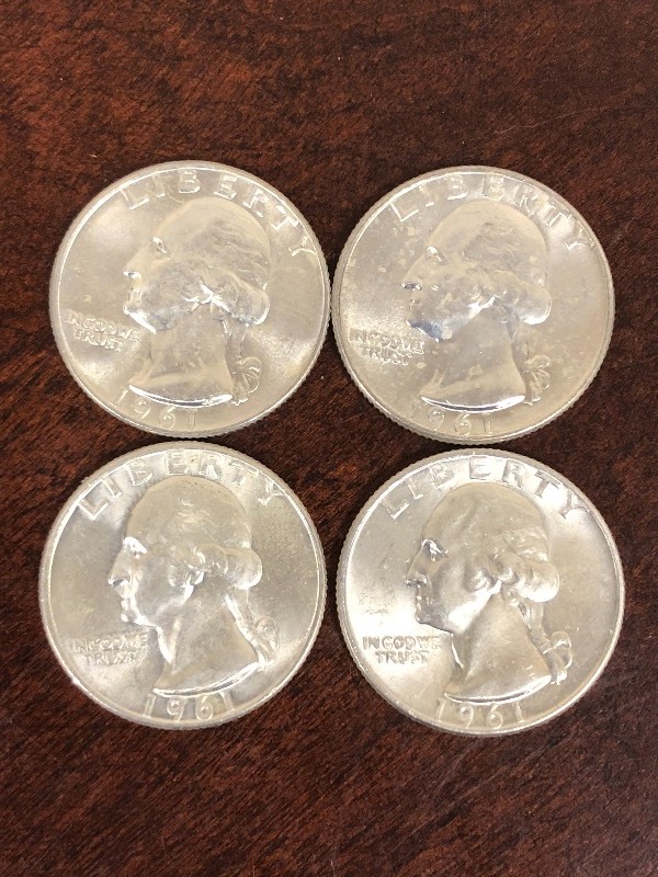 lot 99 image: Lot Of (4) Washington Silver Quarte...