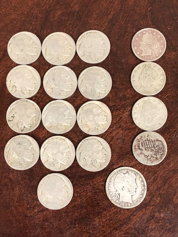 lot 112 image: Lot Of (17) Assorted Buffalo Nickel...