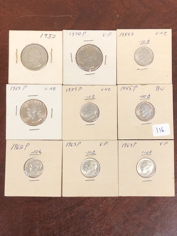 lot 116 image: Lot Of (3) Washington Silver Quarte...