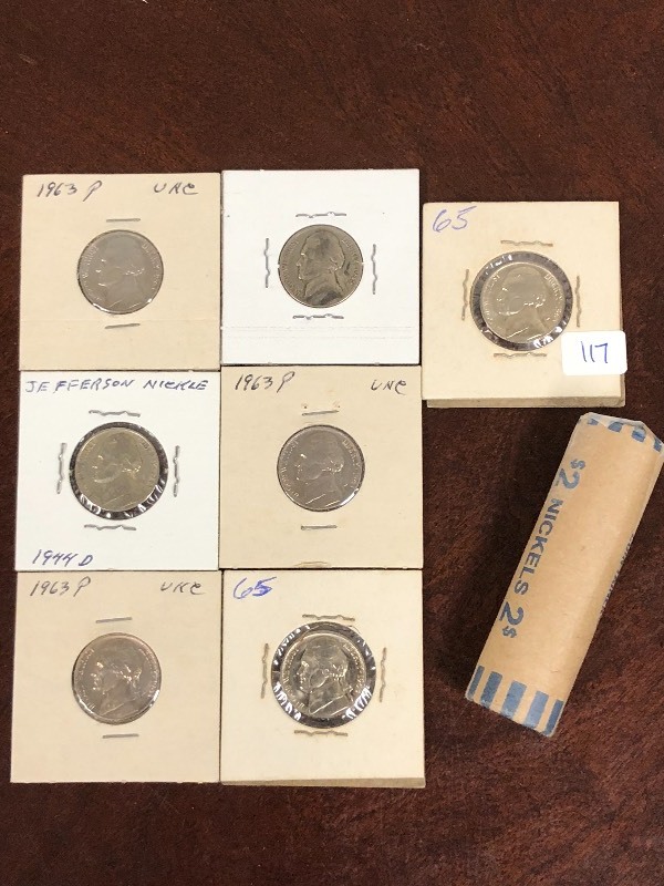 lot 117 image: Lot Of (7) Assorted Jefferson Nicke...