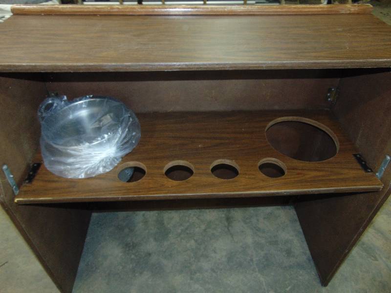 lot 25 image: Fold Up Service Bar With Stainless Containers