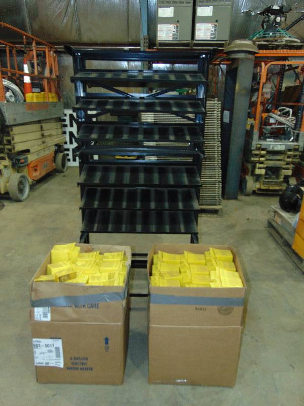 lot 35 image: Large Parts Stand With 2 Boxes Full of Parts Bins
