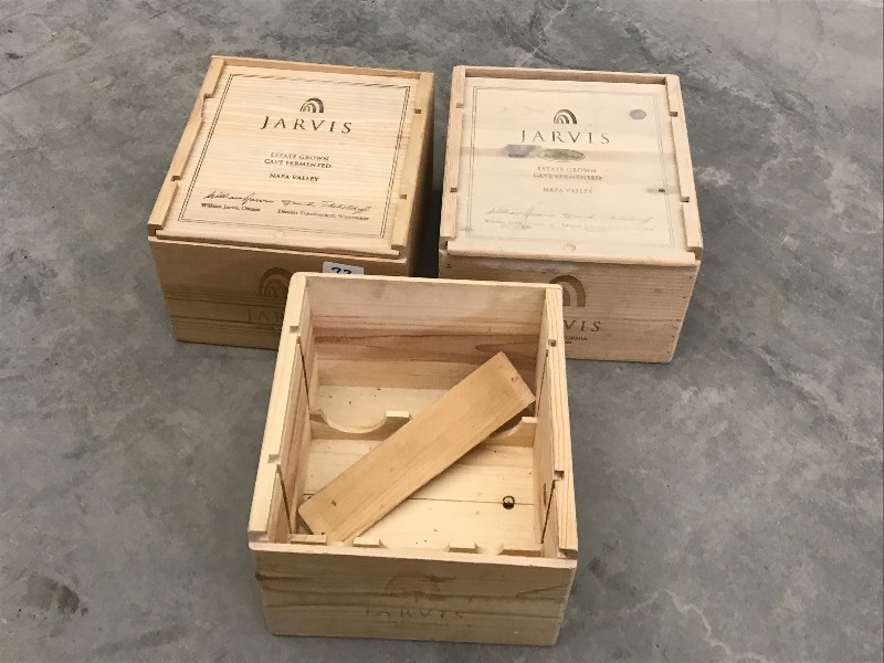 lot 33 image: (3) Jarvis Wooden Wine Boxes ...