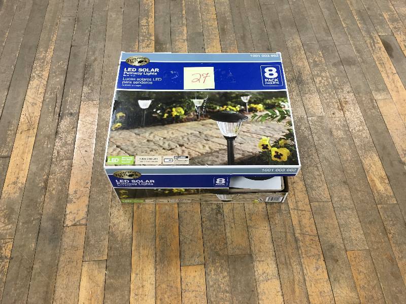 lot 27 image: Hampton Bay LED Outdoor Solar Pathway Lights- 8 Pack new