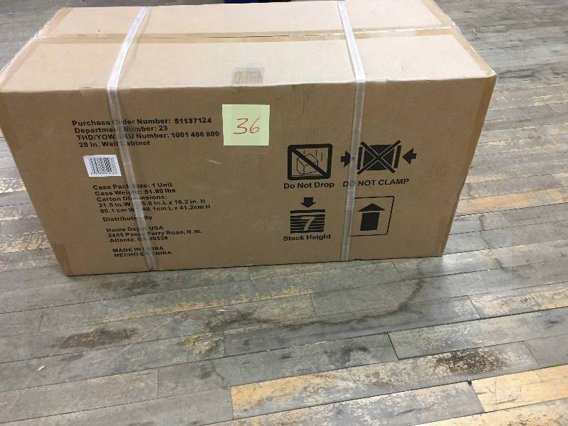 lot 36 image: Husky 29 in. Garage Wall Cabinet. Glossy Black not used