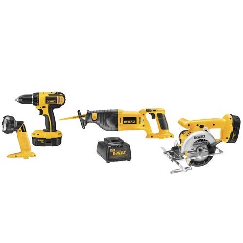lot 108 image: DEWALT DC4CKITA 18-Volt Compact Cordless 4-Tool Combo Kit open box not used