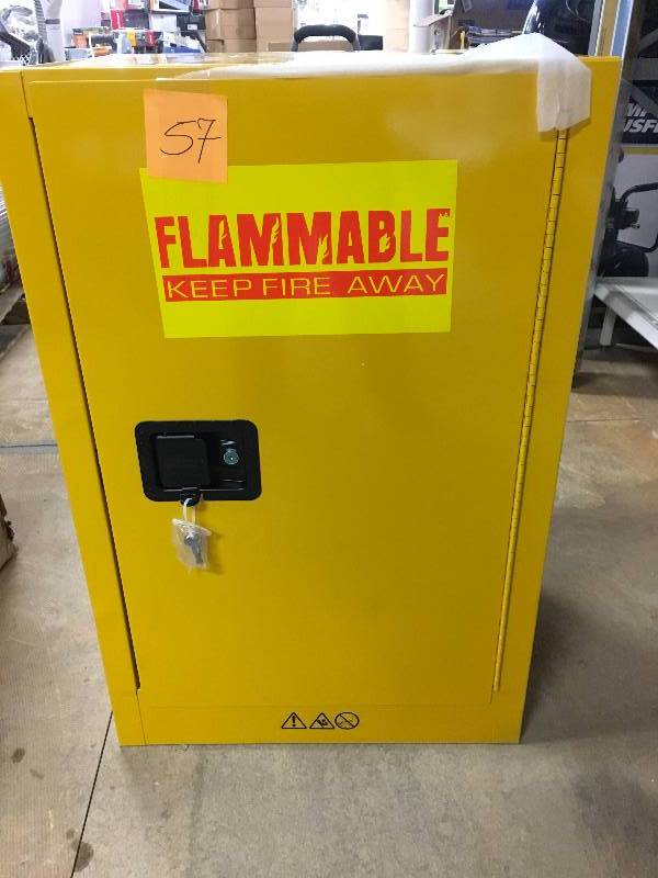 Edsal 35 in.H x 23 in. W x 18 in. D Steel Freestanding Flammable Liquid Safty Single Door Storage Cabinet in Yellow