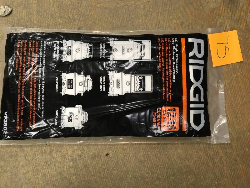 Rigid (2) High Efficiency, Dry Pick-up Dust Bags Fits 12-16 Gal Vacs