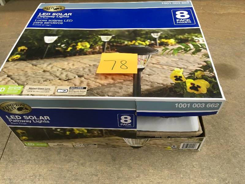 Hampton Bay Solar Black Outdoor Intergrated LED Landscape Pathway Light with Ribbed Pattern Glass Lens- 8 Pack