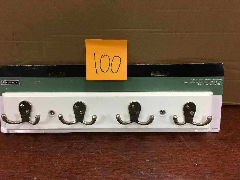 Brainerd Mfg CoLiberty Hdw 139636 Hook Rail, 4 Double Hooks, White & Satin Nickel, 2 x 17.75 x 5.5 in.