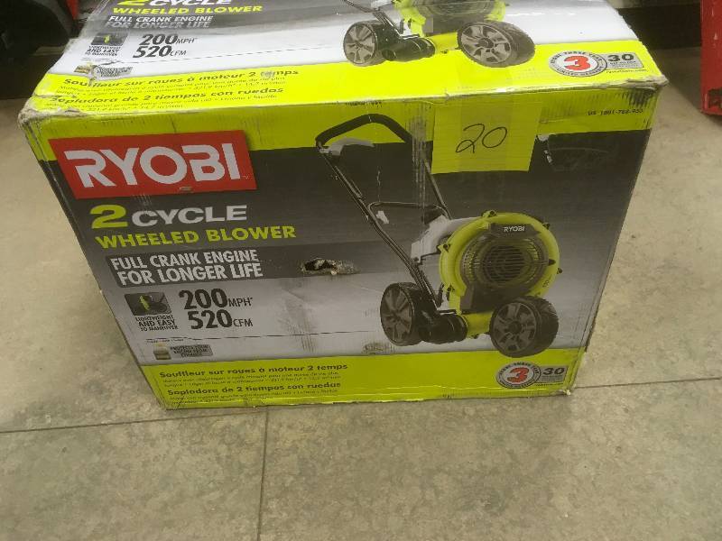 lot 20 image: Ryobi 2 Cycle Wheeled Blower in working conditions