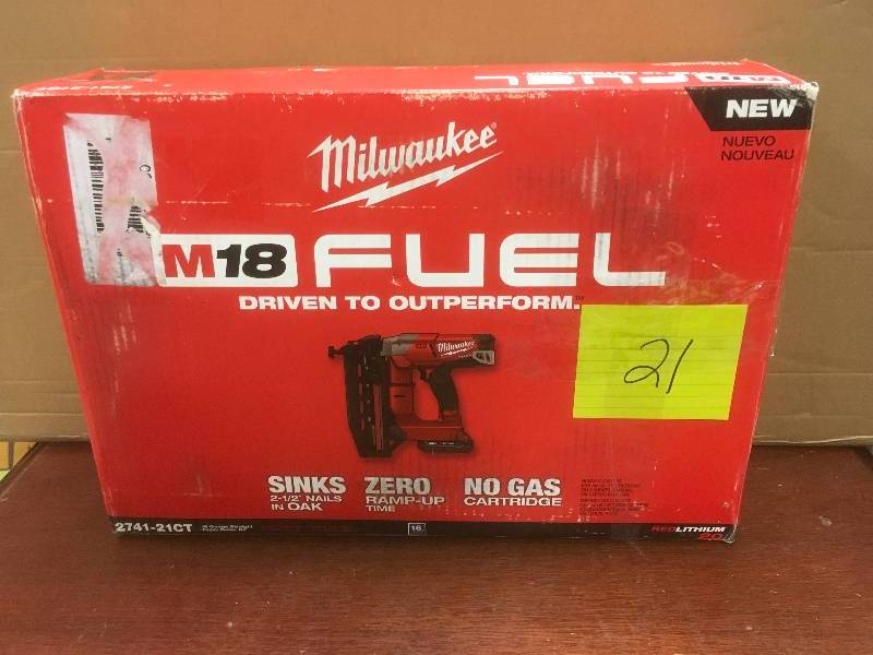lot 21 image: Milwaukee M18 Fuel 16 Gauge Straight Finish Nailer  in like new working conditions