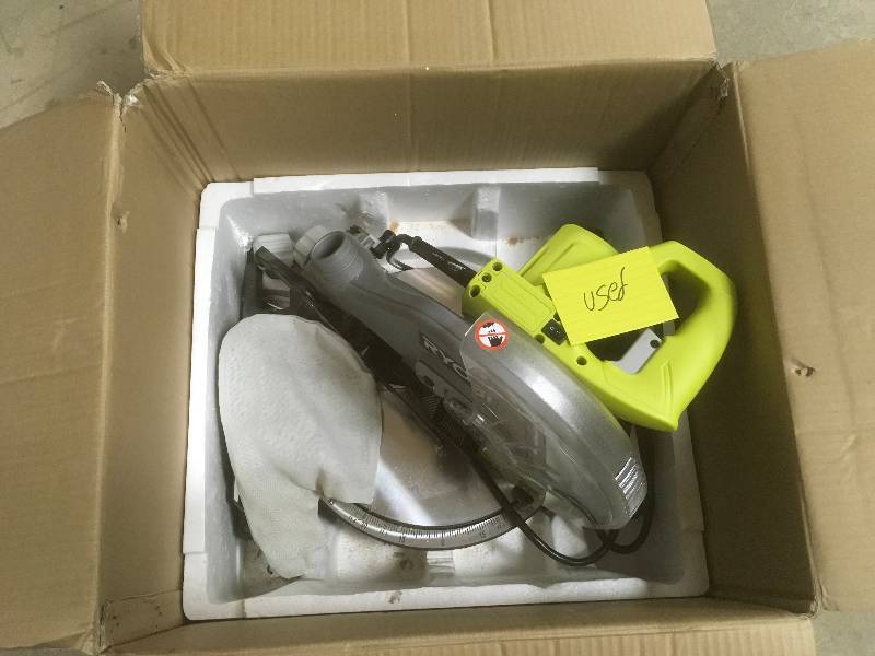 lot 26 image: Ryobi 14 Amp 10 in. Compound Miter Saw with Laser used in working conditions