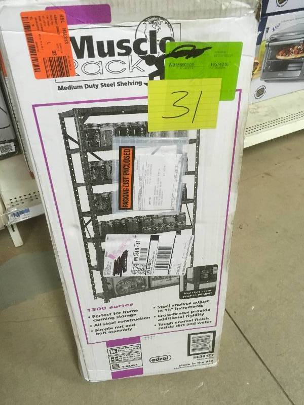 lot 31 image: Edsal Steel 7 Shelf Shelving Unit, 750 lb Capacity, 30 W x 60 H x 12 D not used