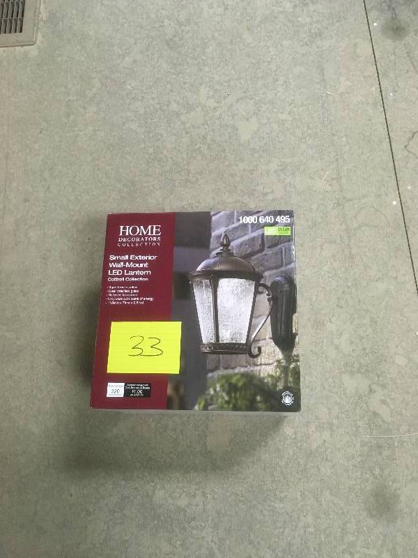 lot 33 image: Home Decorators Collection Small Exterior Wall-Mount LED Lantern Cottrell Collection New
