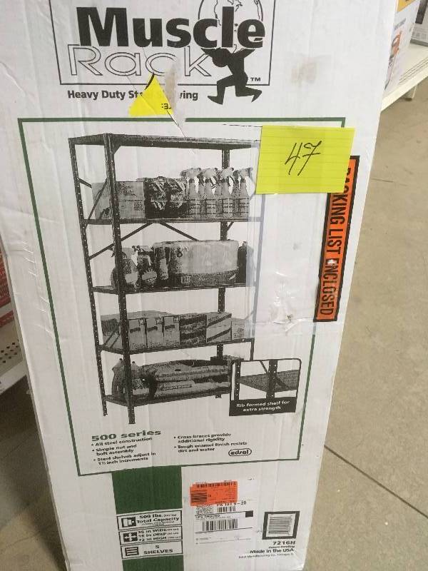 lot 47 image: Edsal 36 in W x 72 in H x 16 in D Steel Commercial Shelving Unit not used