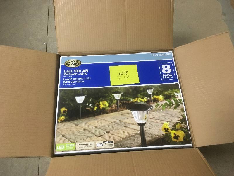 lot 48 image: Hampton Bay LED Solar Pathway Lights Black Finish 8 pack New