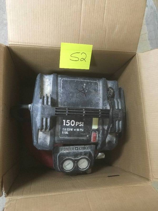 lot 52 image: Porter Cable C2002  0.8 HP 6 Gallon Oil-Free Pancake Air Compressor in working conditions