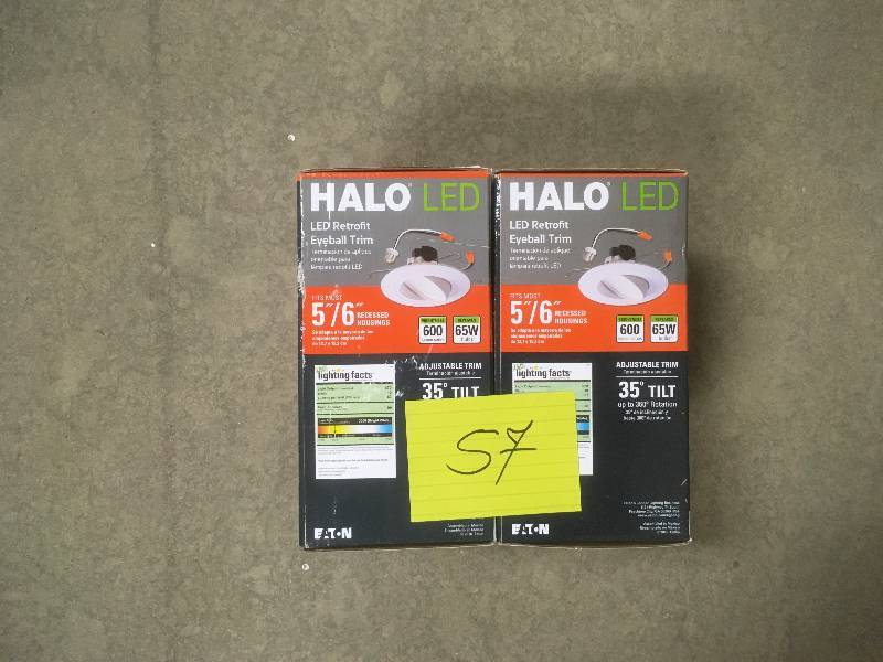 lot 57 image: Halo Lighting 5 in or 6 in LED Gimbal with Baffle Recessed Lighting Trim - Lot of 2 not used