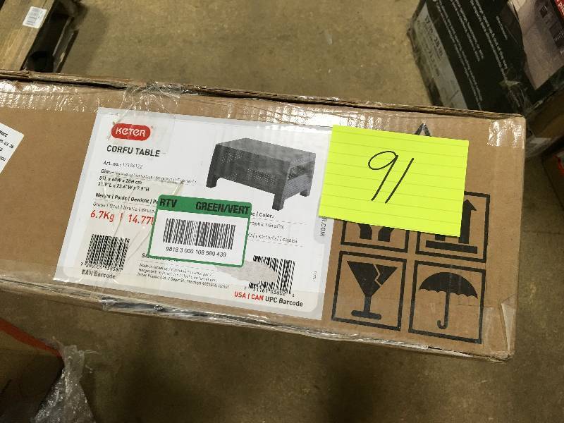 lot 91 image: Keter Corfu Table Outdoor Rectangular Coffee Table in like new working conditions