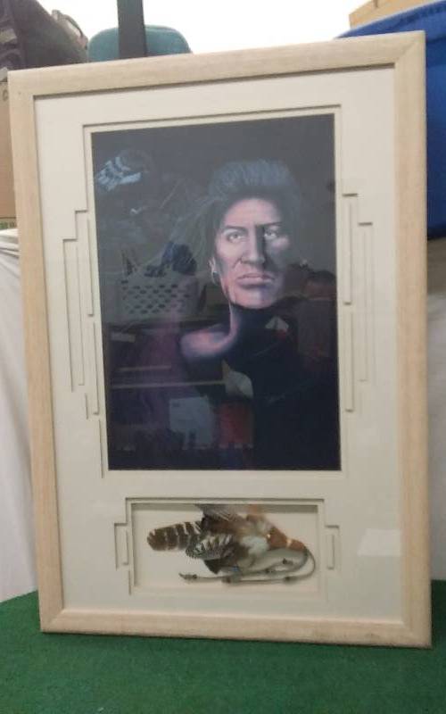 Professionally Framed Print Of Native American & Feathers
