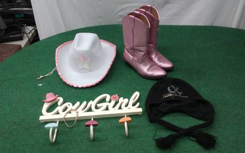 Cowgirl Sign, Cowgirl Hat, Country Girl Stocking Cap, Pink Boots Size 3, Pillow Cover