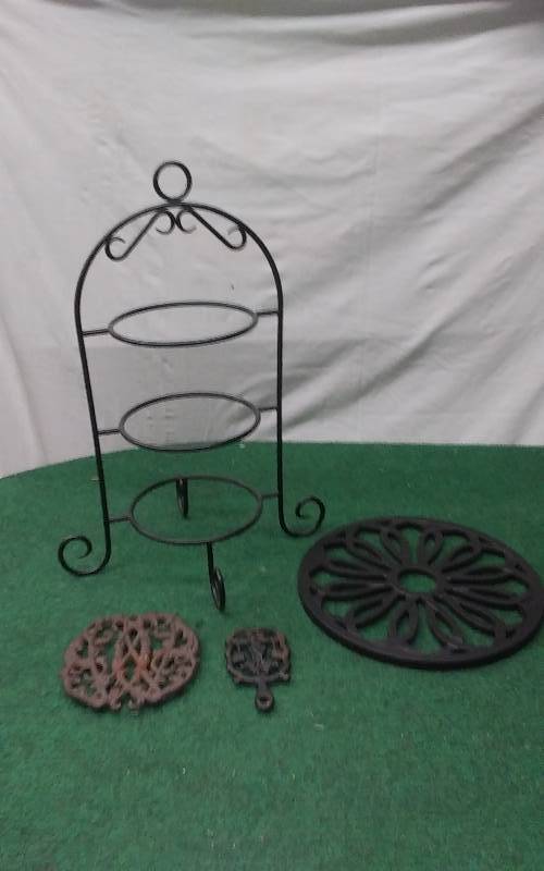 2-Vintage Cast Iron Trivets, 12 Inch Cast Iron Trivet, Metal Plate Stand