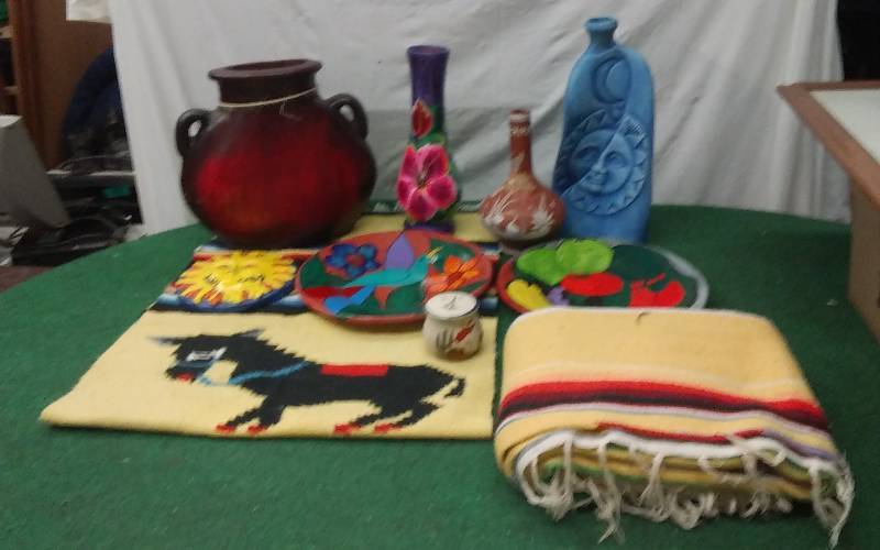 Large Lot Of Mexican Pottery & Blankets