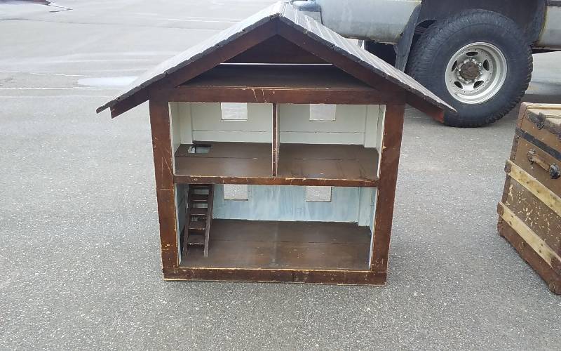 Hand Crafted Doll House-2 Story With Real Glass Windows. Over 100 Years Old 41x24x22