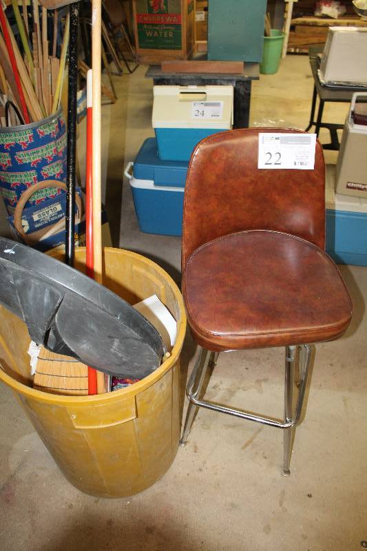 Stool, Waste Basket, Brooms