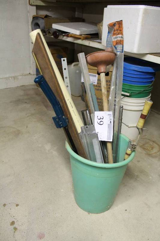 Pail, Metal Brackets, Toilet Plunger