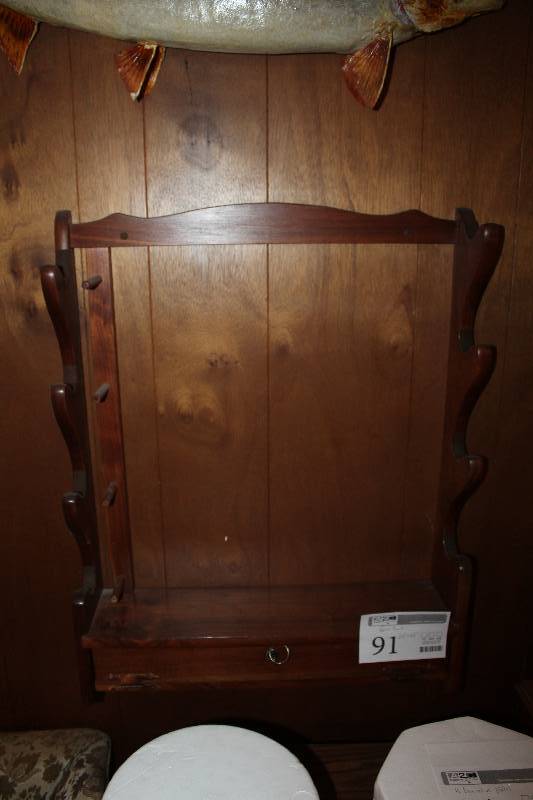 4-Shelf Wood Wall Mount Locking Gun Rack w Key