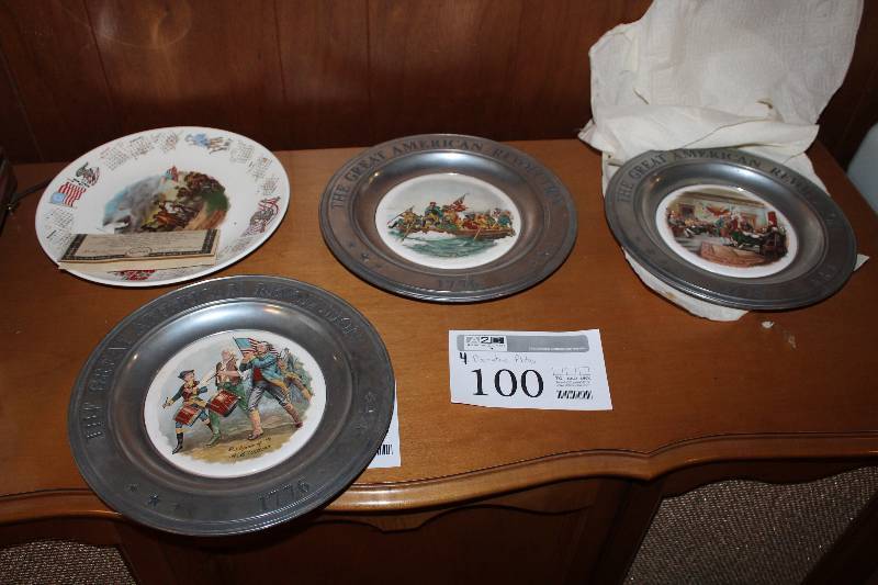 Lot of (4) Decorative Plates - Declaration Of Independence, Washington Crossing Delaware, Spirit of 76