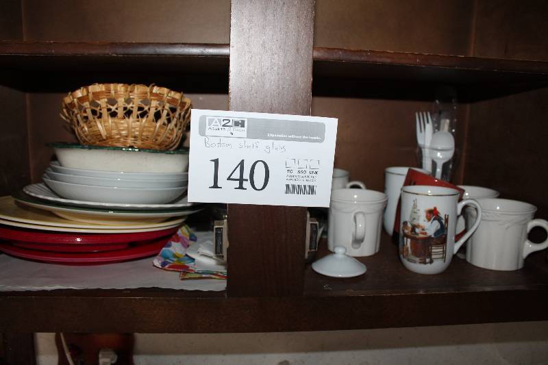 Mugs, Bowls, Plates, Basket