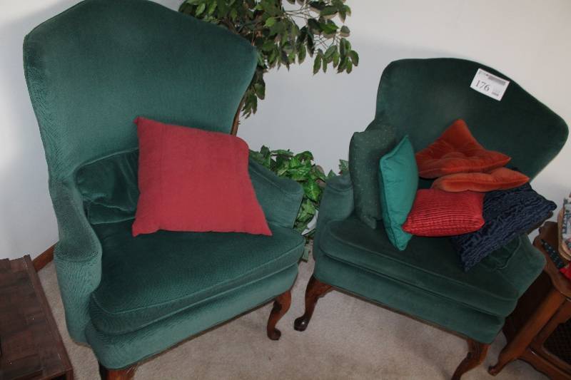 Lot of (2) Living Room Arm Chairs w Pillows