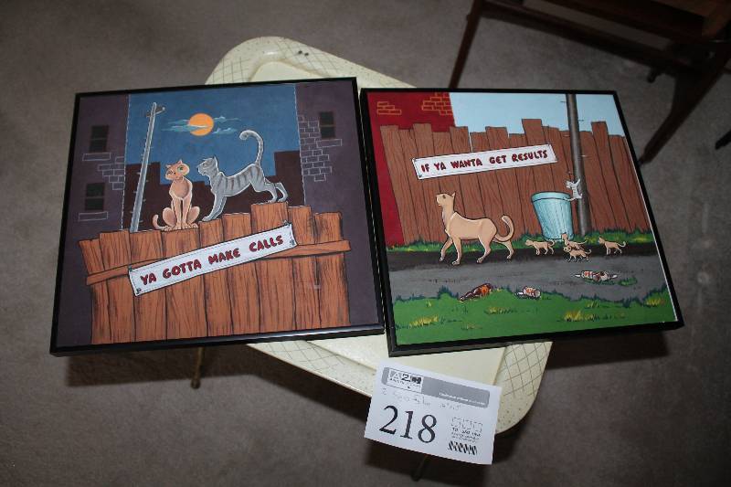 Lot of (2) Cat Wall Art